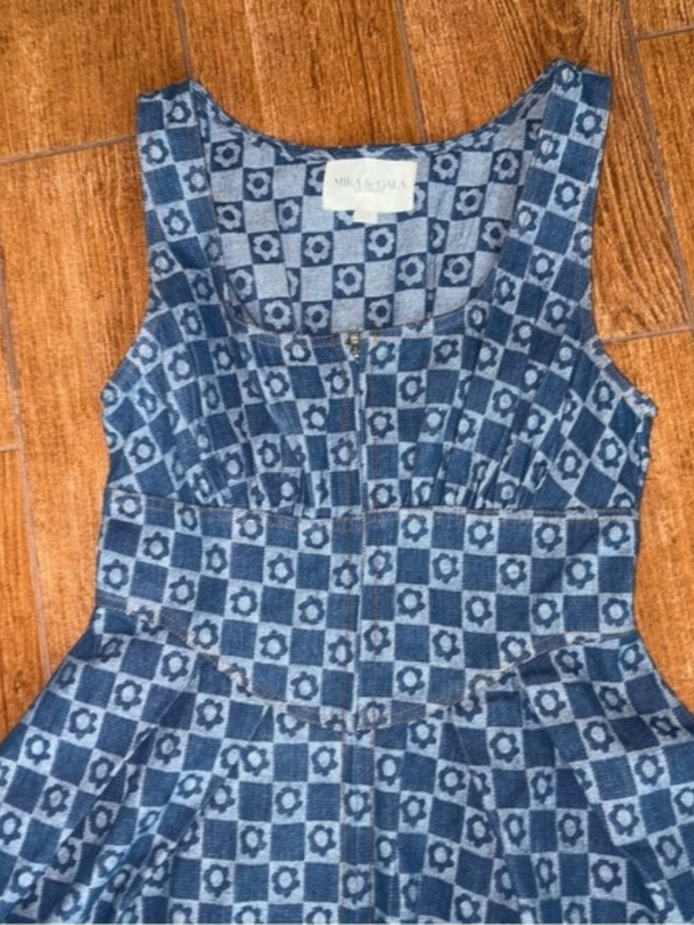 Chic Blue Patterned Midi Dress
